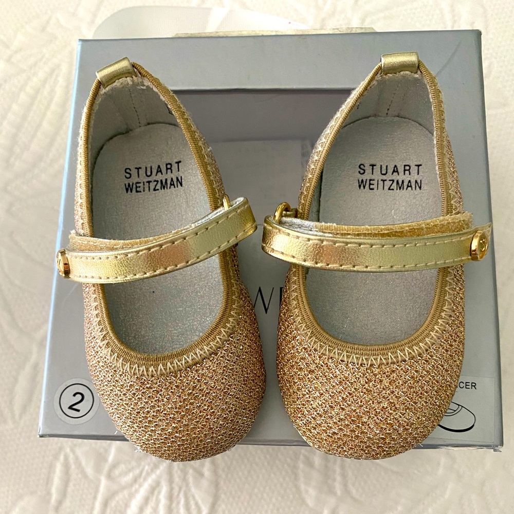 Stuart Weitzman Gold Flats - baby sz 2